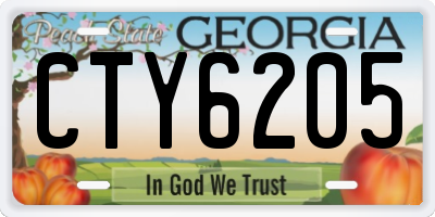 GA license plate CTY6205