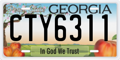 GA license plate CTY6311