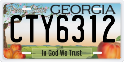GA license plate CTY6312