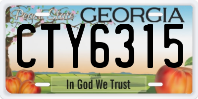 GA license plate CTY6315