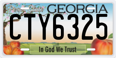 GA license plate CTY6325