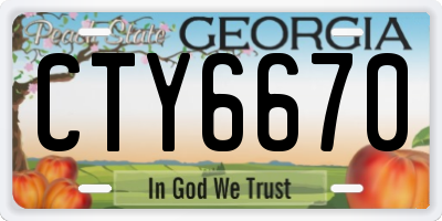 GA license plate CTY6670