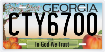 GA license plate CTY6700