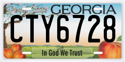 GA license plate CTY6728