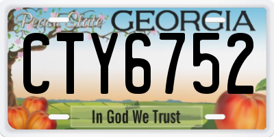 GA license plate CTY6752