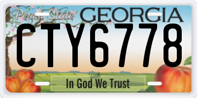 GA license plate CTY6778