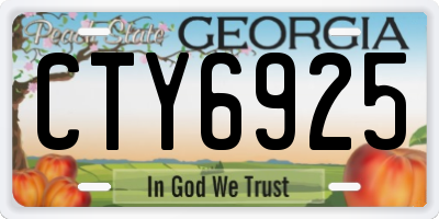 GA license plate CTY6925