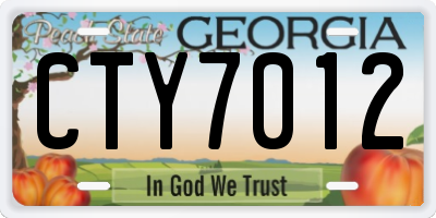 GA license plate CTY7012