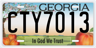 GA license plate CTY7013