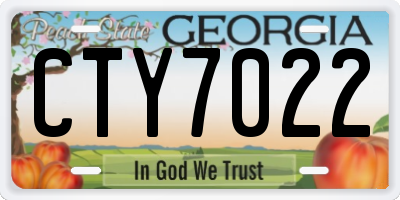 GA license plate CTY7022