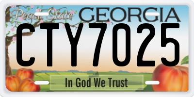 GA license plate CTY7025