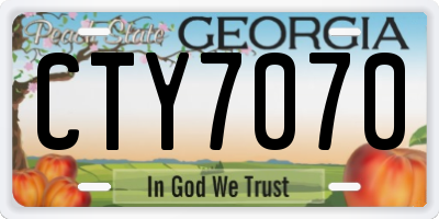 GA license plate CTY7070