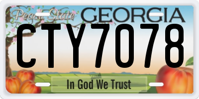 GA license plate CTY7078