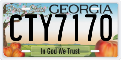GA license plate CTY7170