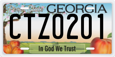 GA license plate CTZ0201