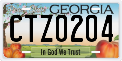 GA license plate CTZ0204