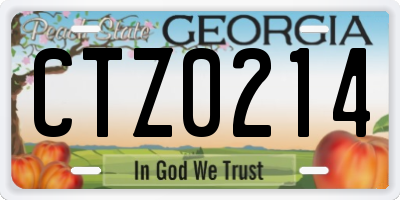 GA license plate CTZ0214