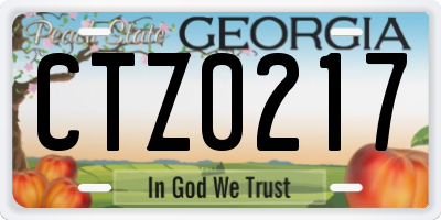 GA license plate CTZ0217