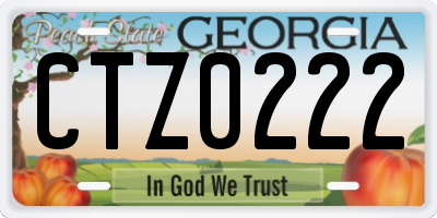 GA license plate CTZ0222