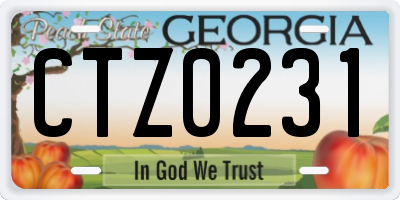 GA license plate CTZ0231