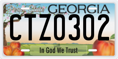 GA license plate CTZ0302