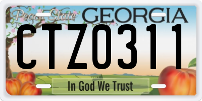 GA license plate CTZ0311