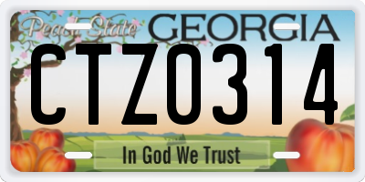 GA license plate CTZ0314