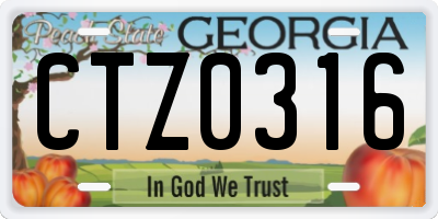 GA license plate CTZ0316