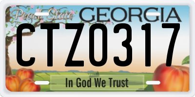 GA license plate CTZ0317