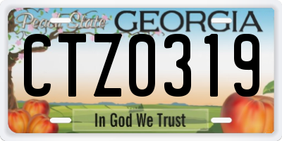 GA license plate CTZ0319