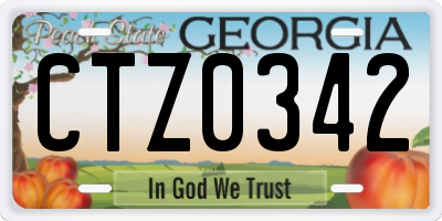 GA license plate CTZ0342