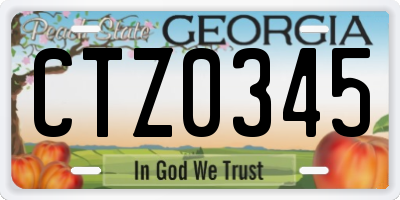 GA license plate CTZ0345