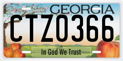 GA license plate CTZ0366