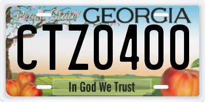 GA license plate CTZ0400