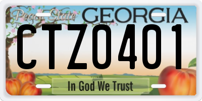 GA license plate CTZ0401