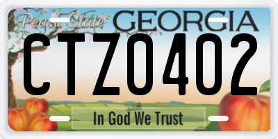 GA license plate CTZ0402