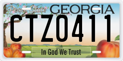 GA license plate CTZ0411