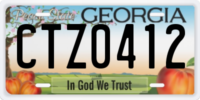 GA license plate CTZ0412