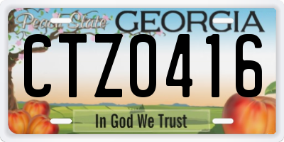 GA license plate CTZ0416