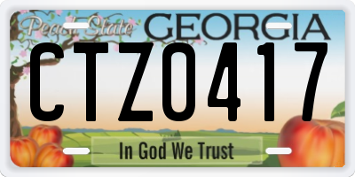 GA license plate CTZ0417