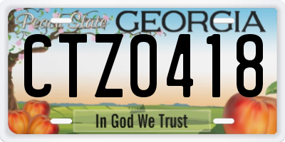 GA license plate CTZ0418