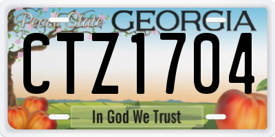 GA license plate CTZ1704