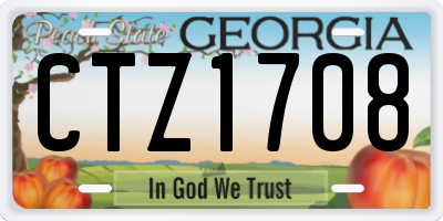 GA license plate CTZ1708