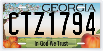 GA license plate CTZ1794