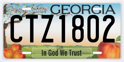 GA license plate CTZ1802