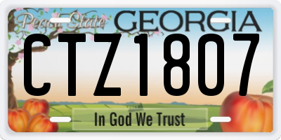 GA license plate CTZ1807