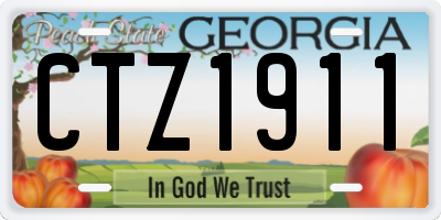 GA license plate CTZ1911