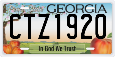 GA license plate CTZ1920