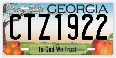 GA license plate CTZ1922