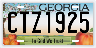 GA license plate CTZ1925